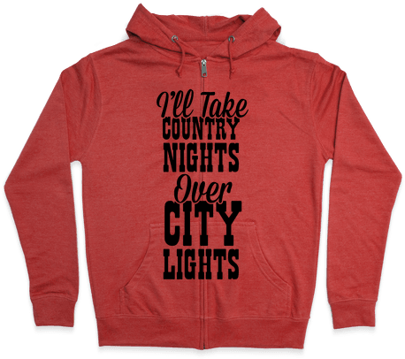 Country Nights Over City Lights Zip Hoodie - Hoodie (484x484), Png Download