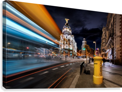Madrid City Lights Iii Canvas Print - City Lights Photography (429x324), Png Download