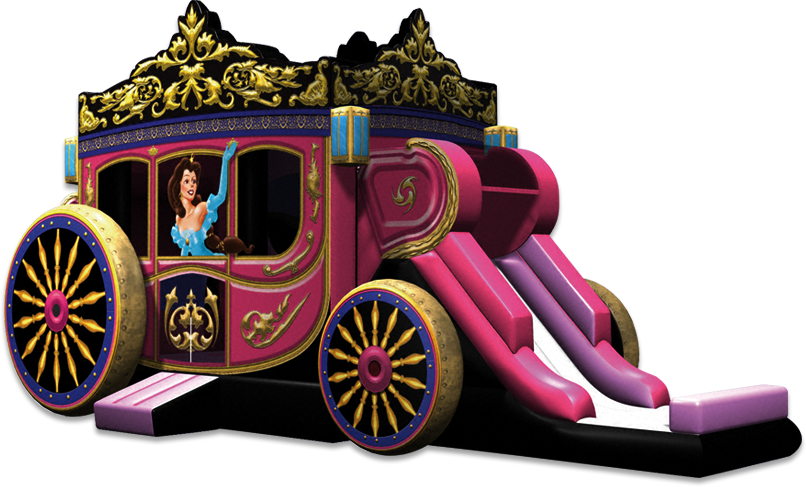 Princess Carriage Combo - Girl Bounce House (806x487), Png Download