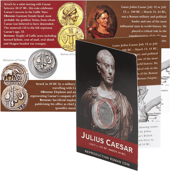Denarius Of Caesar Replica Coin Pack - Julius Caesar (555x555), Png Download