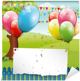 Colorful Birthday Background With Balloons And Place - Balloon (400x400), Png Download