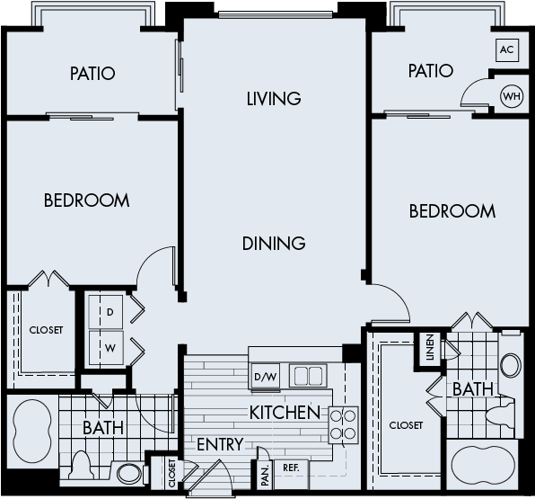 Plan 2b - City Lights At Town Center Apartments (600x620), Png Download