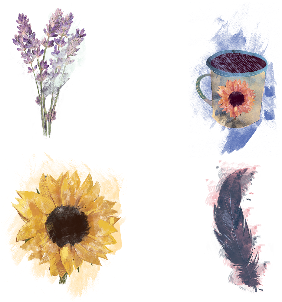 Use These Sample Clipart Items From The Watercolor - Cute Illustration Of A Sunflower On Brown Pendant Necklace (1024x1024), Png Download