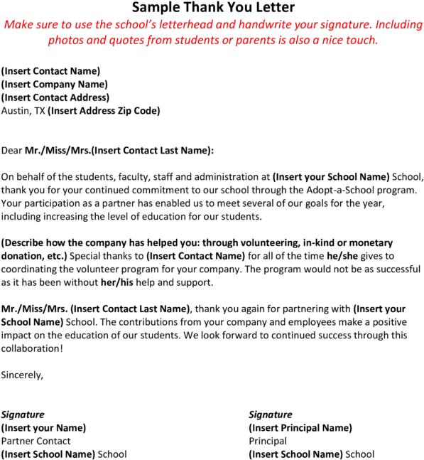 Download Free Principal Thank You Letter To Teacher Templates - Thank ...