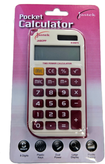 Jastek 8 Digit Pocket Calculator, - Jastek Jasc-pg Pocket Calculator - Pink (500x560), Png Download