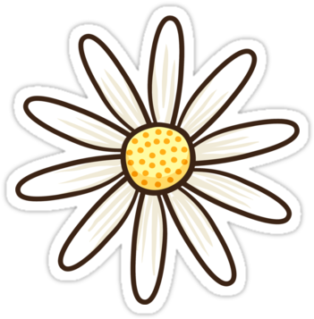 White Daisy Flower Sticker - Redbubble Stickers (375x360), Png Download