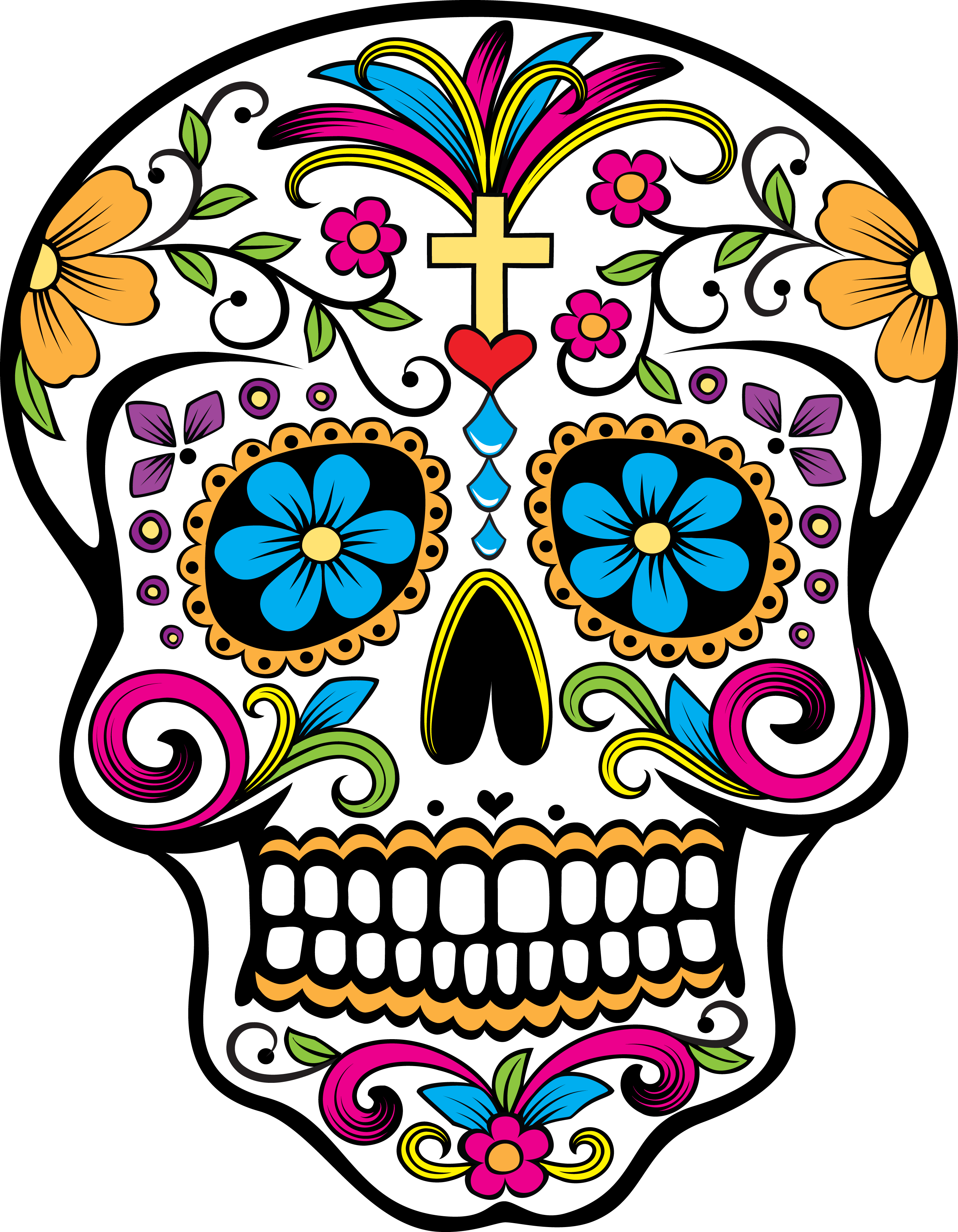 Picture Day Of - Dia De Los Muertos Skull Png (2917x3750), Png Download