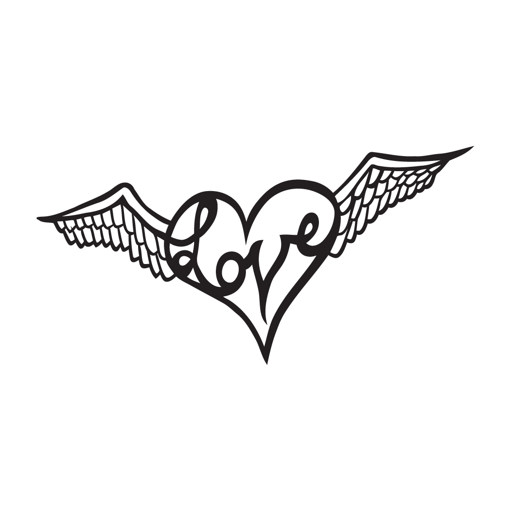 Heart Love Angel Wings Decal - Love Heart With Angel Wings Vinyl Decal (carbon Fiber) (1051x1051), Png Download