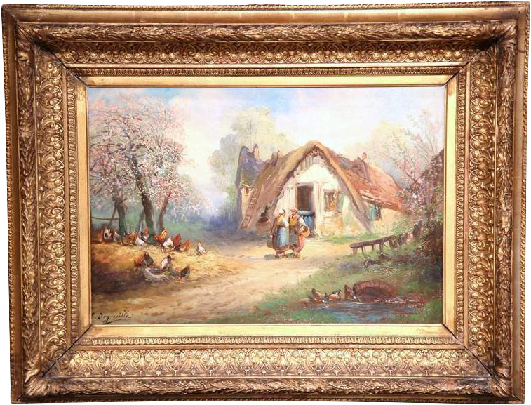 French Drawing 17th Century - Country Scene Painting (841x642), Png Download