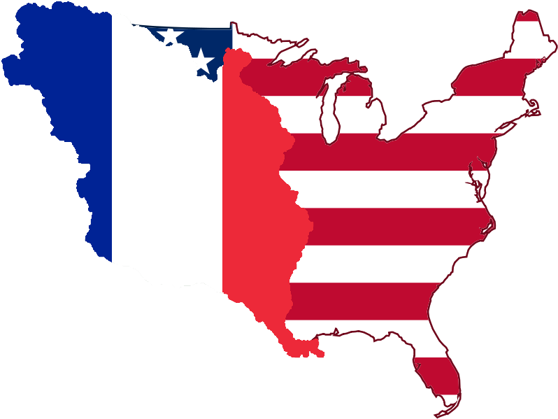 Flag Map Of America And French Louisiana - My Border My Choice (818x628), Png Download