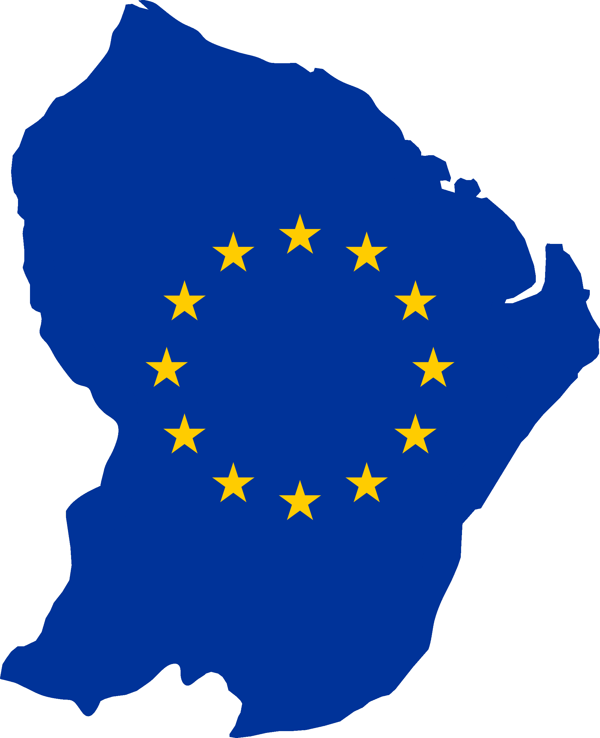 Flag Map Of French Guiana - Flag Map Of The European Union (2000x2463), Png Download