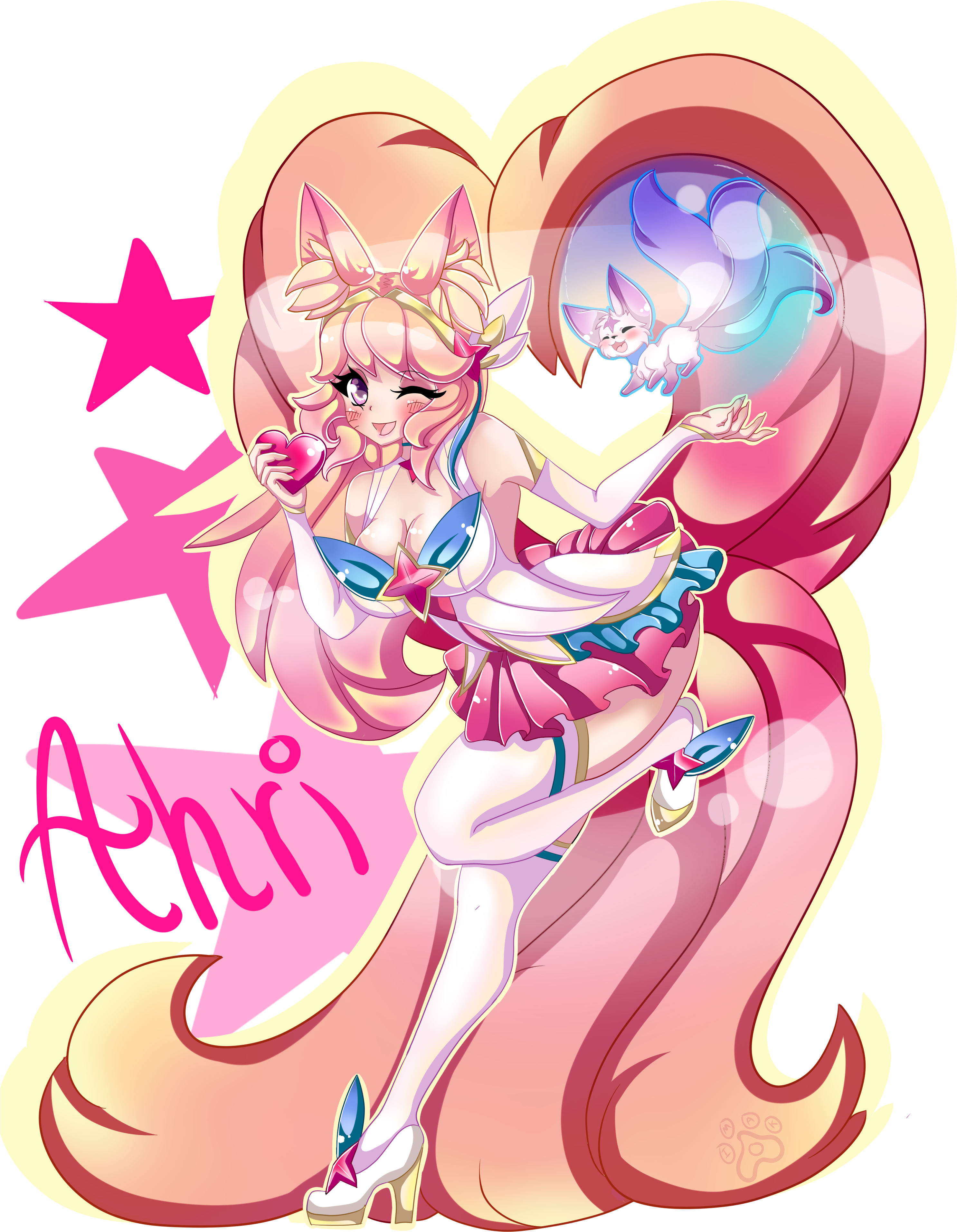 Star Guardian Ahri By Imako-chan Hd Wallpaper Background - Ahri Star Guardian Png (3000x5000), Png Download