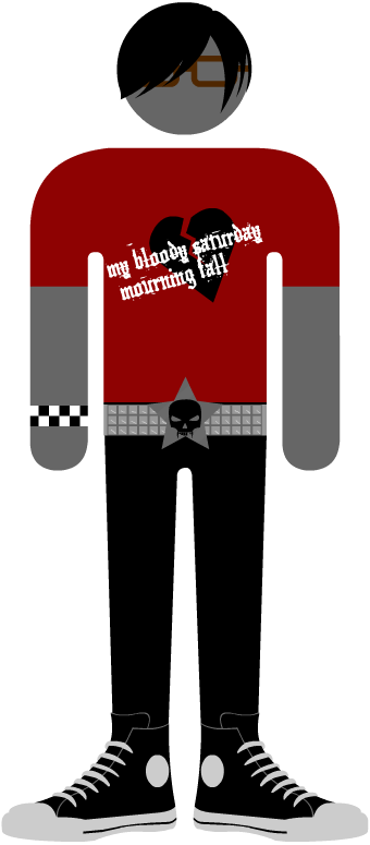Emo Fashion Kid - Emo (340x775), Png Download