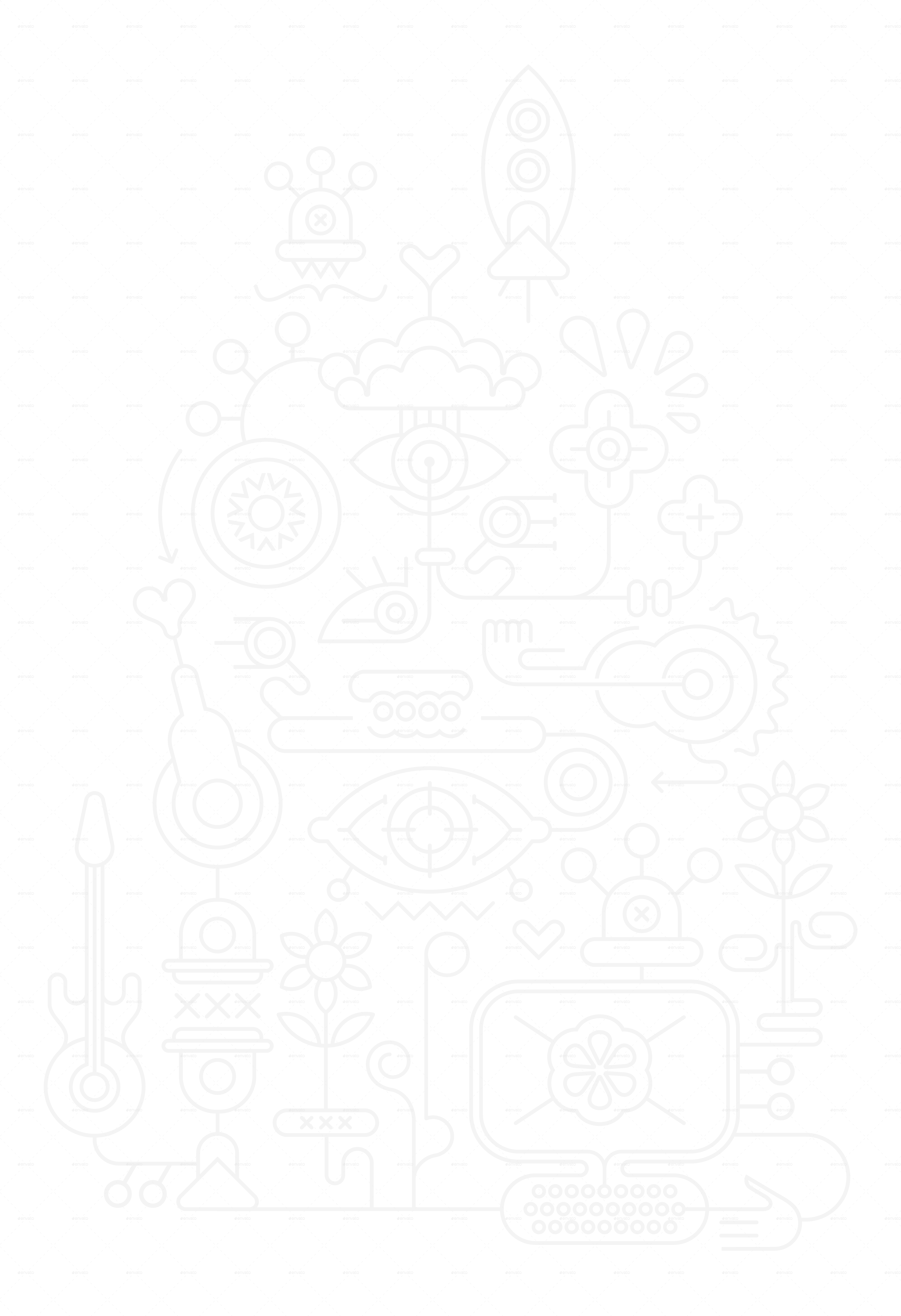 Abstract Design Composition On A Dark Grey - Abstract Transparent Designs Png (5000x7291), Png Download