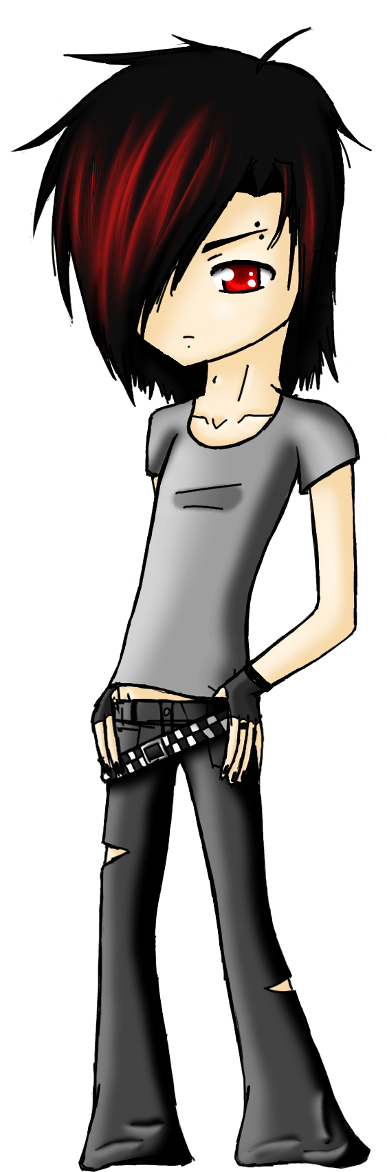 Emo Chibi Boy By Tabbycat - Emo Anime Boy Chibi (614x1742), Png Download