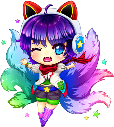 Ahri By Rebeccaalexa On - Arcade Ahri Chibi (400x442), Png Download