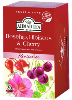 Rosehip, Hibiscus & Cherry 20ct Box - Ahmad Tea Rosehip Hibiscus & Cherry (350x392), Png Download