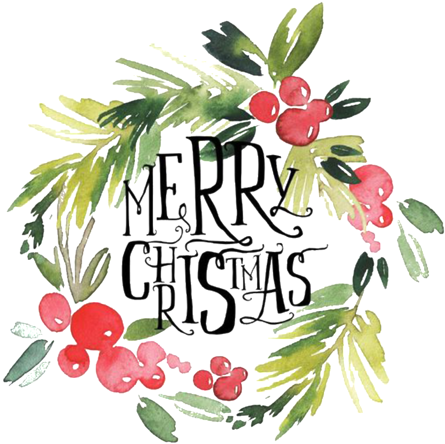 Southeast Asian Style Hand Drawn Garland Decorative - Merry Christmas Watercolor Wreath (1024x1021), Png Download