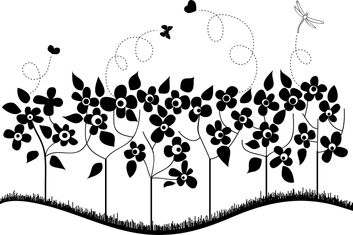 Monochrome Summer Flowers Wall Sticker - Sticker (726x484), Png Download