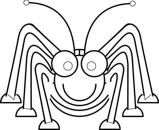 Grasshopper Clipart Face - Cartoon Grasshopper Black And White (555x454), Png Download
