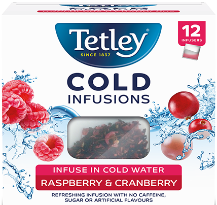Tetley Cold Infusions Raspberry And Cranberry - Tetley Cold Infusions (635x570), Png Download