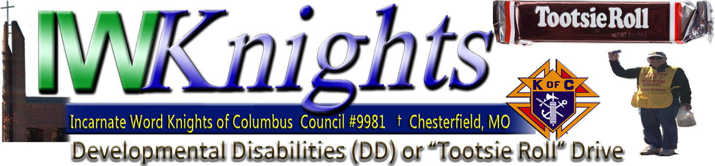 Iwknights' Developmental Disabilities Or "tootsie Roll" - Knights Of Columbus Emblem (1464x350), Png Download