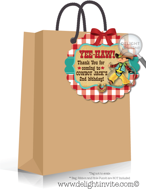 1950's Vintage Cowboy Favor Tag - 40th Birthday Black Thank You Tag (613x822), Png Download
