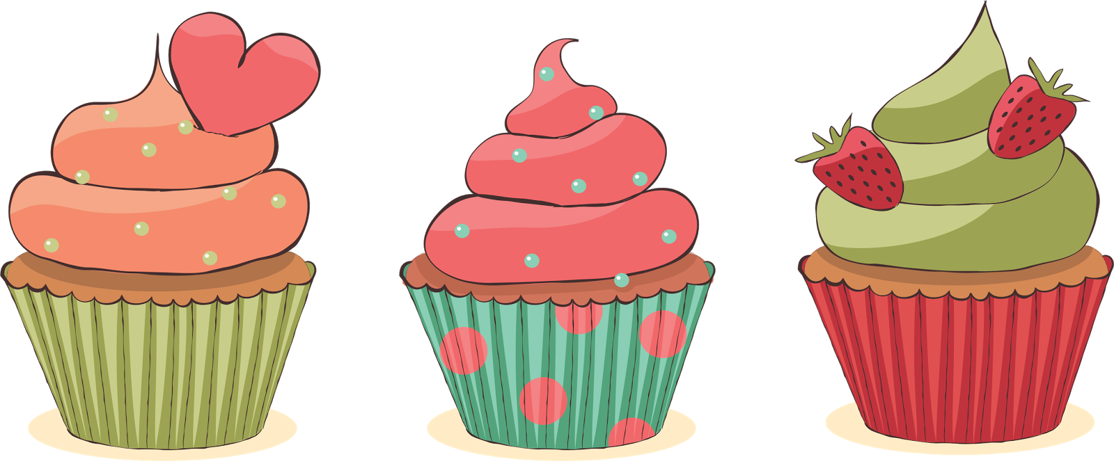 Tag Vintage Png - Cupcakes Desenho Vintage Png (1600x663), Png Download