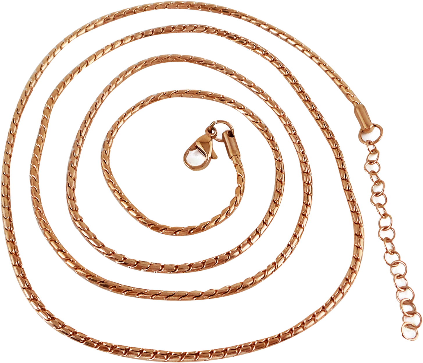 Stainless Steel Rose Gold Plated Snake Ball Chain 80cm (1800x1620), Png Download