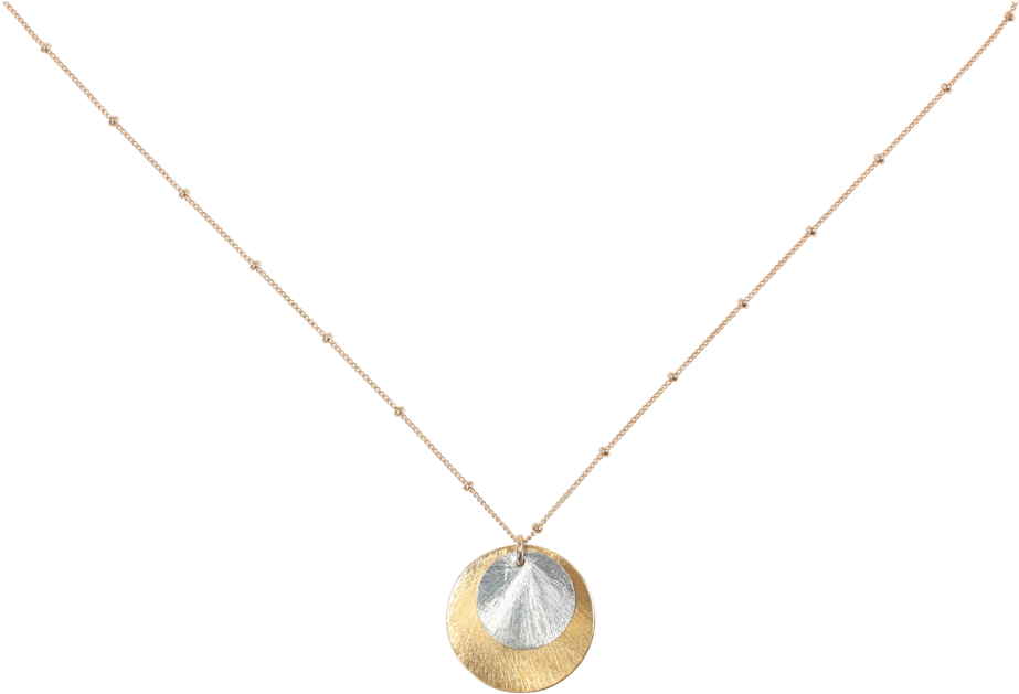 M/l 2-tone Brushed Disc On Ball Chain Necklace - Locket (1024x1024), Png Download