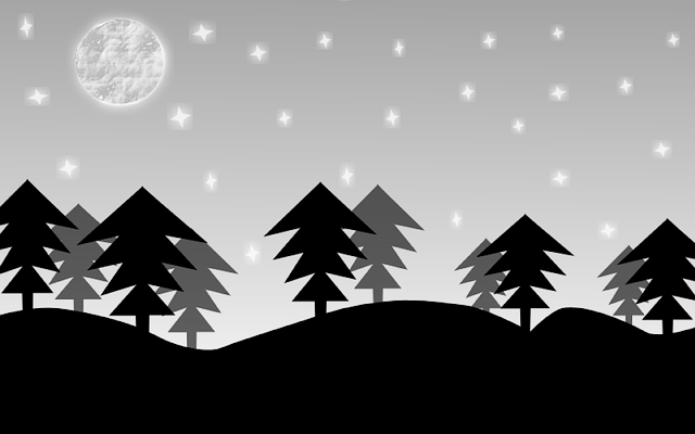 Landscape, Night, Moon, Trees, Stars - Night Scene Clipart (640x400), Png Download