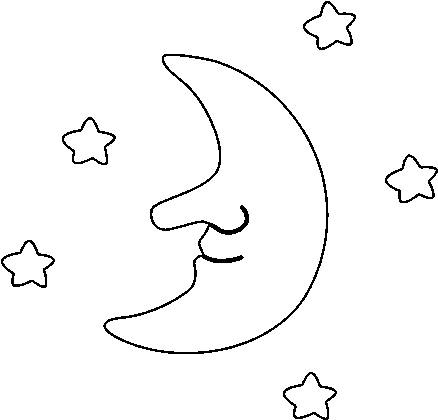 Moon With Stars Coloring Page - 3d Wall Art Stars (600x470), Png Download
