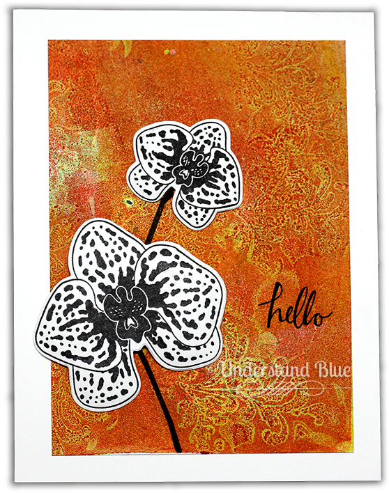 Climbing Orchid Card With Ink Layered Background By - Drawing (650x737), Png Download
