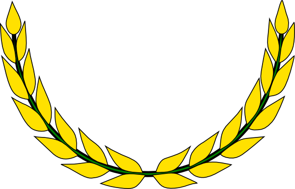 Laurel Wreath Gold Leaf Vector Png (600x385), Png Download