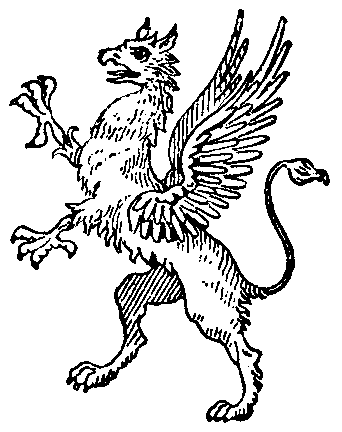 Amazing Black Outline Griffin Standing On Hindquarters - Griffin Medieval Times (342x432), Png Download