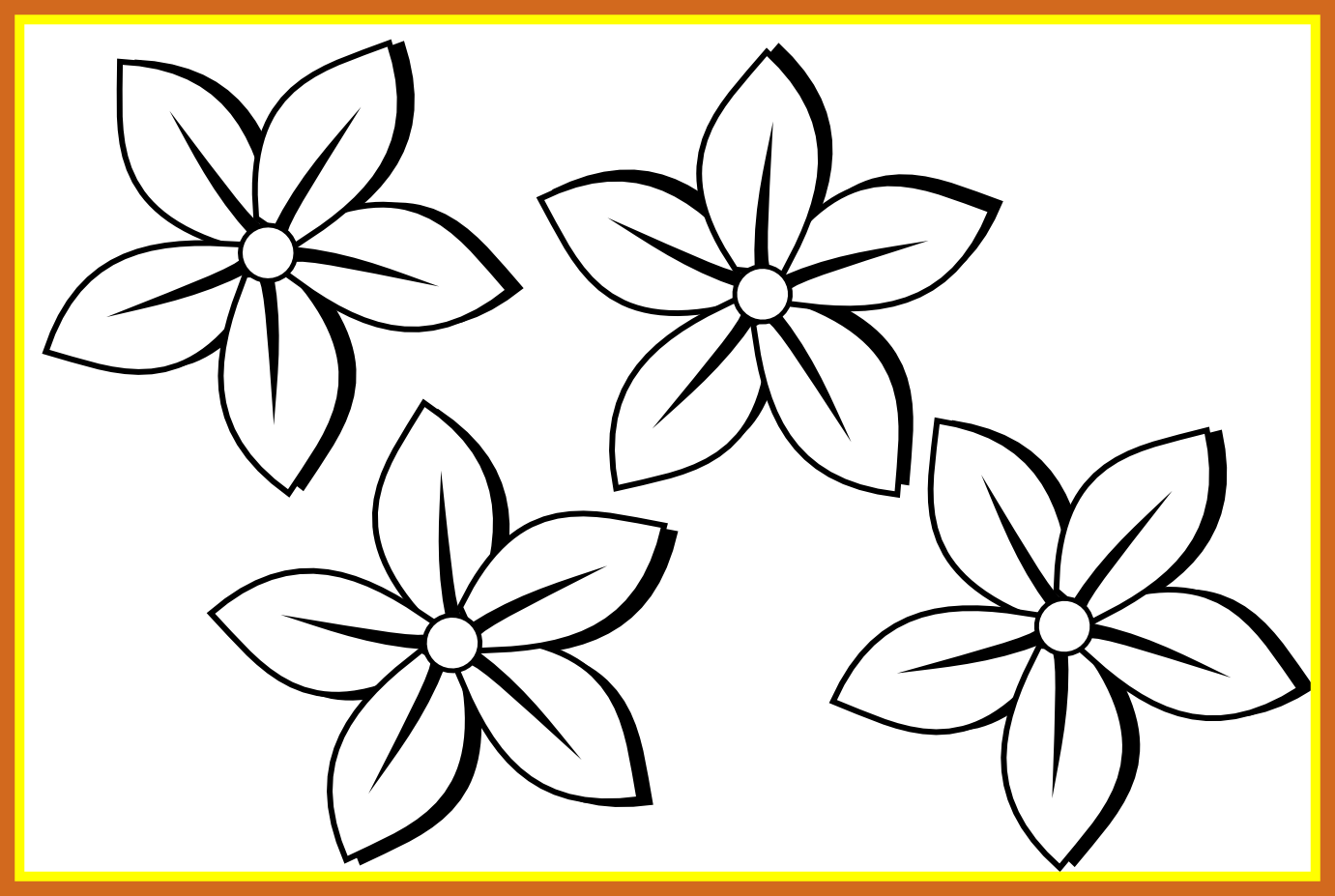 Best Collection Of Flower Png High Quality - Black And White Clip Art Flowers (1381x927), Png Download