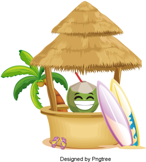 Cartoon Hand Painted Coconut Design, Cartoon, Hand - Portable Network Graphics (360x360), Png Download