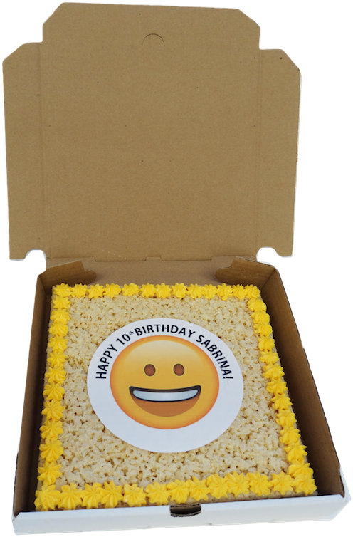 Rice Krispy Emoji Birthday Cake - Smiley (720x800), Png Download