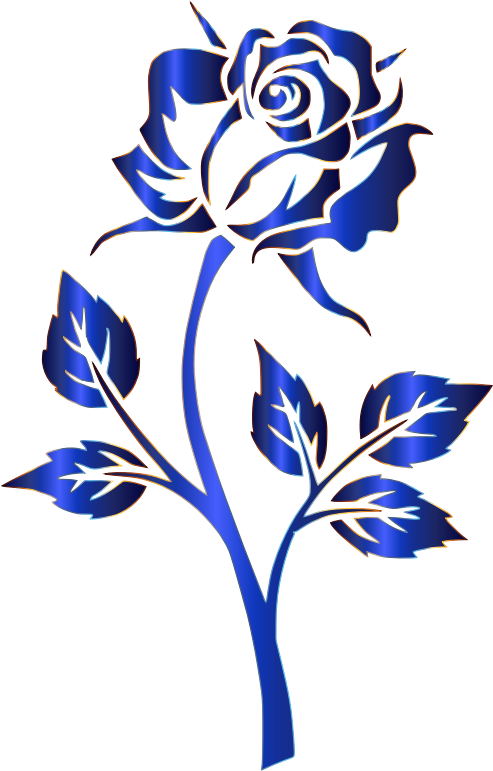 Blue Rose Silhouette Flower Drawing Free Commercial - Blue Rose No Background (480x750), Png Download