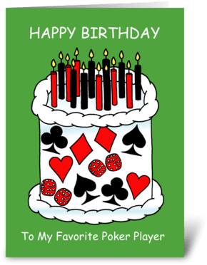 Poker Player Happy Birthday Greeting Card - Poker Birthday Card (350x396), Png Download