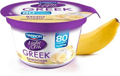 Light And Fit Greek Yogurt Strawberry Banana (526x356), Png Download