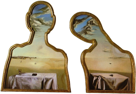 Salvador Dali Couple With Their Heads (500x348), Png Download