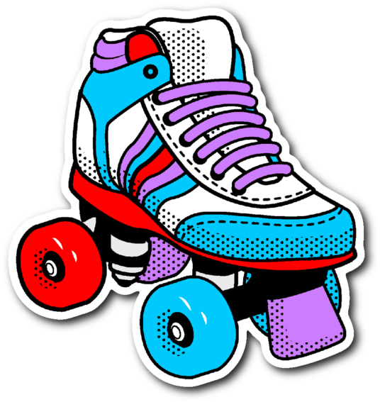 80's Roller Skates Vinyl Die Cut Sticker - Clip Art 80's Roller Skates (600x600), Png Download