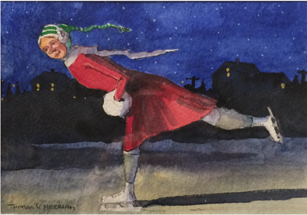 "girl In A Red Dress" By Thomas Merriam Harvest Gold - Painting (600x600), Png Download