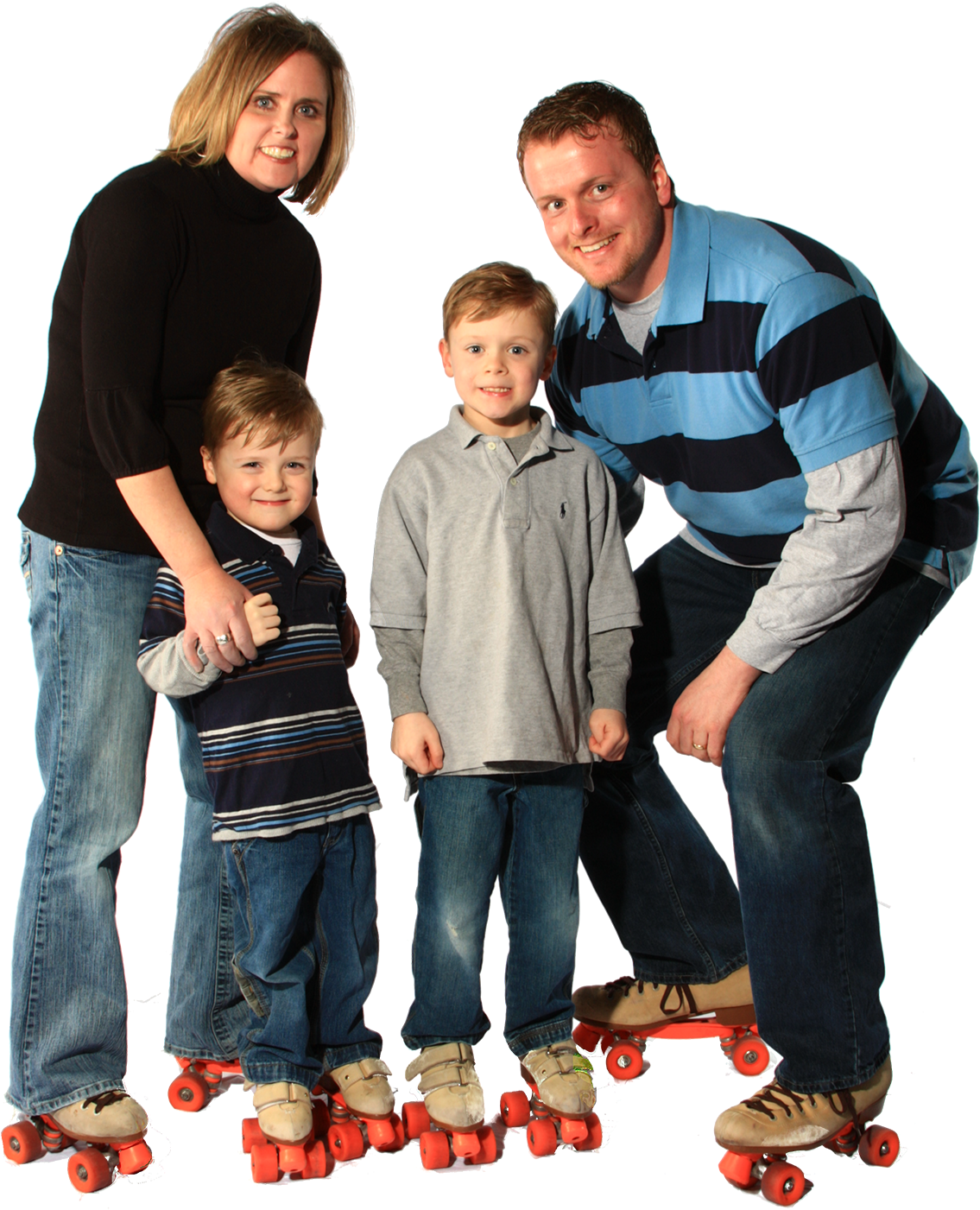 Family Of 4 - Family Roller Skating (1200x1800), Png Download