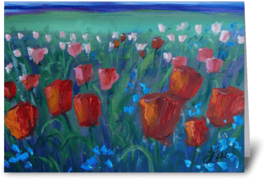 Tulip Bed Greeting Card - Tulip (424x349), Png Download