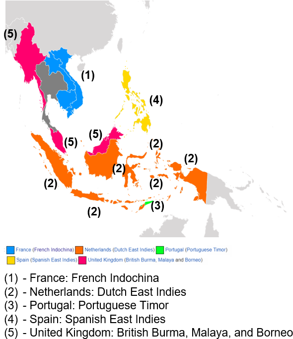 European Colonies In Southeast Asia - European Colonisation Of Southeast Asia (622x696), Png Download