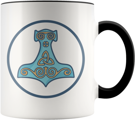 Thors Hammer Mjolnir Wiccan, Greek Myth Spiritual Symbol - Mug (480x480), Png Download