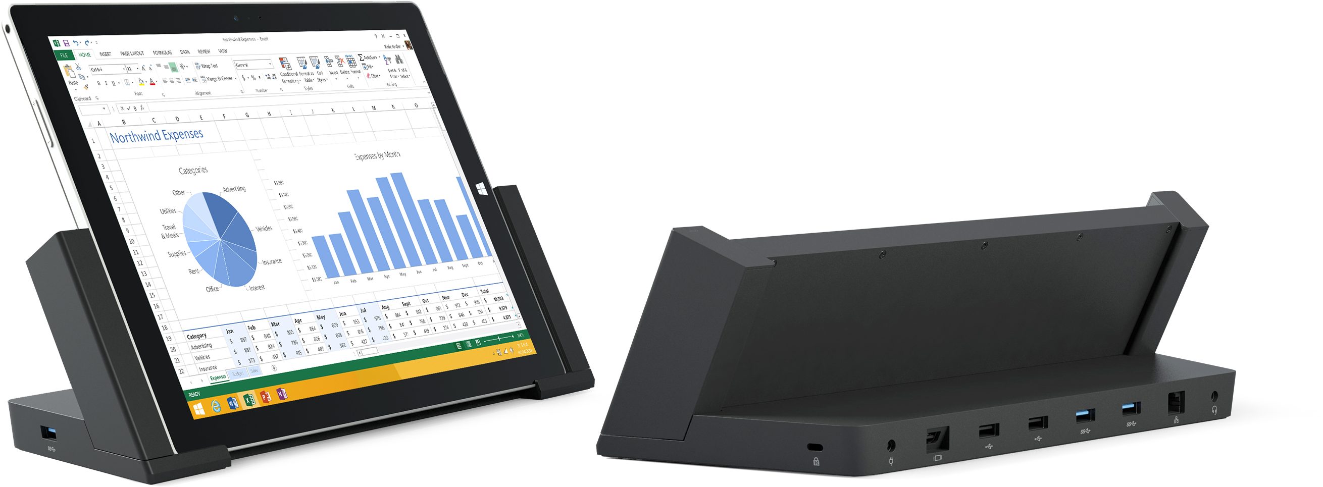 Surface Pro 3 Docking Station - Dockingstation Surface Pro 3 (3000x1688), Png Download