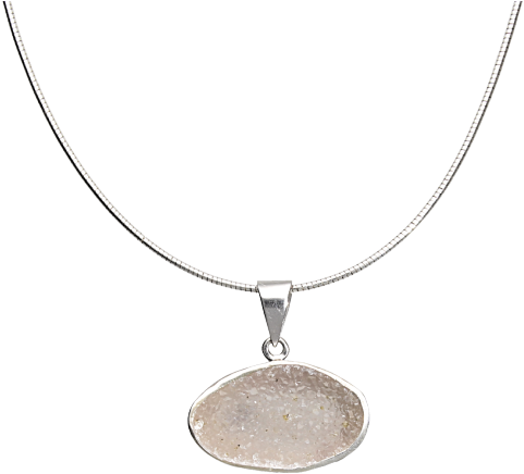 Oval White Druzy Sterling Silver Necklace - Locket (650x650), Png Download
